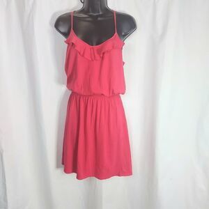 Express halter smocked waist mini dress pink size small